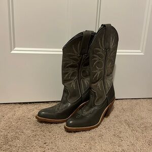 Green Western authentic vintage Frye boots